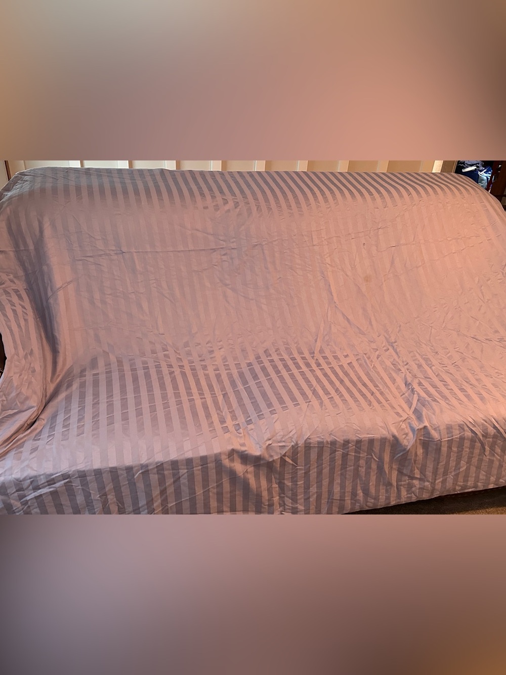 Charter Club King duvet 100% Pima Cotton Blue grey Damask Stripe 102x108